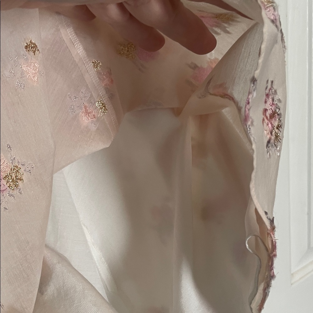 Rebecca Taylor Blush Floral One-Shoulder Top - Picture 5 of 9